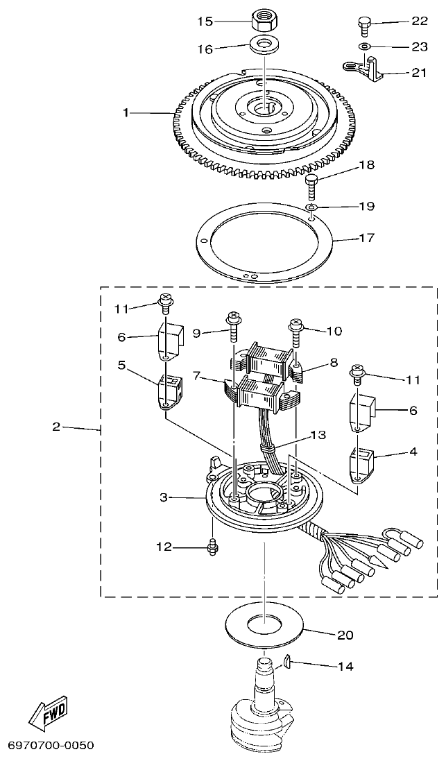 Yamaha E48C, E55C, 55B, E48CMH, E55CMH GENERATOR 1 parts diagram